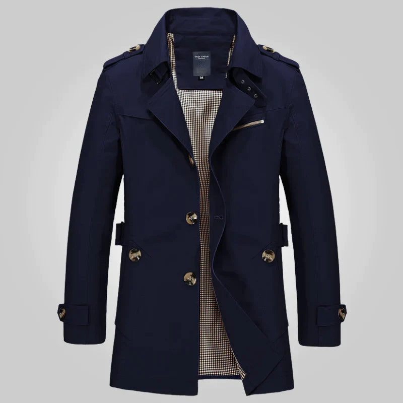 Herr Vintertrenchcoat Med Hakkrage Och Sidofickor