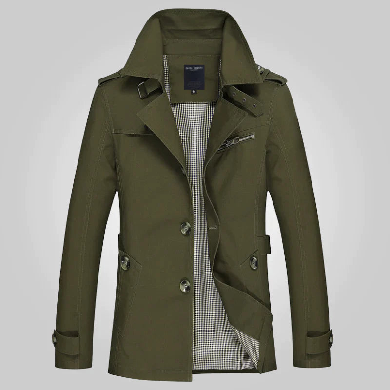 Herr Vintertrenchcoat Med Hakkrage Och Sidofickor