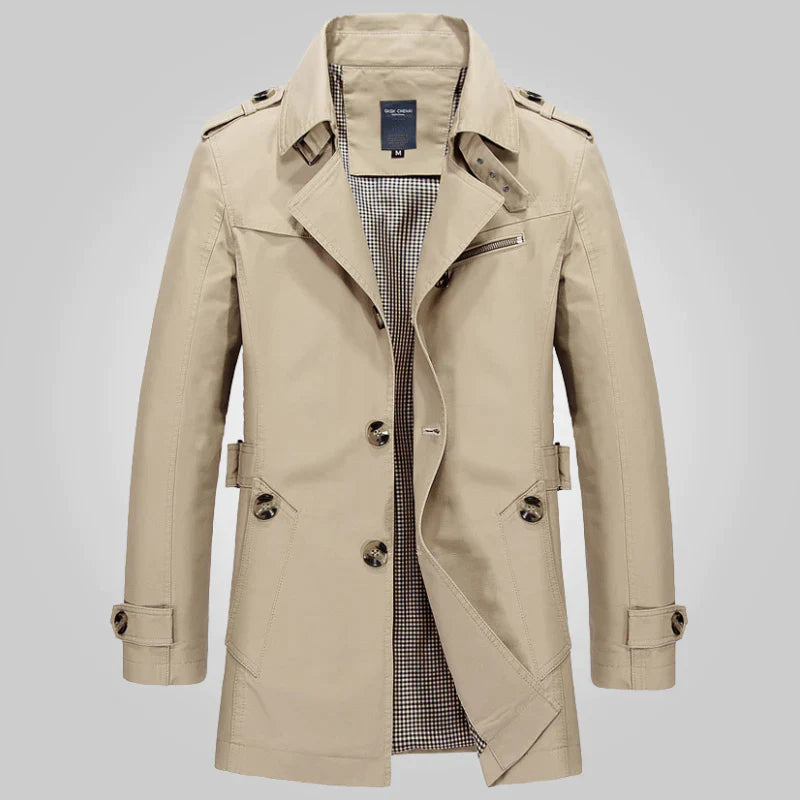 Herr Vintertrenchcoat Med Hakkrage Och Sidofickor