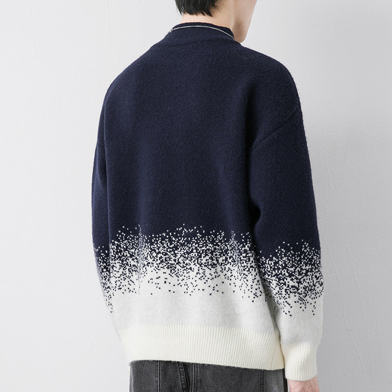 Herrarnas Vintertröja Pullover Gradientfärg Tjock Stickning och Lång Ärm