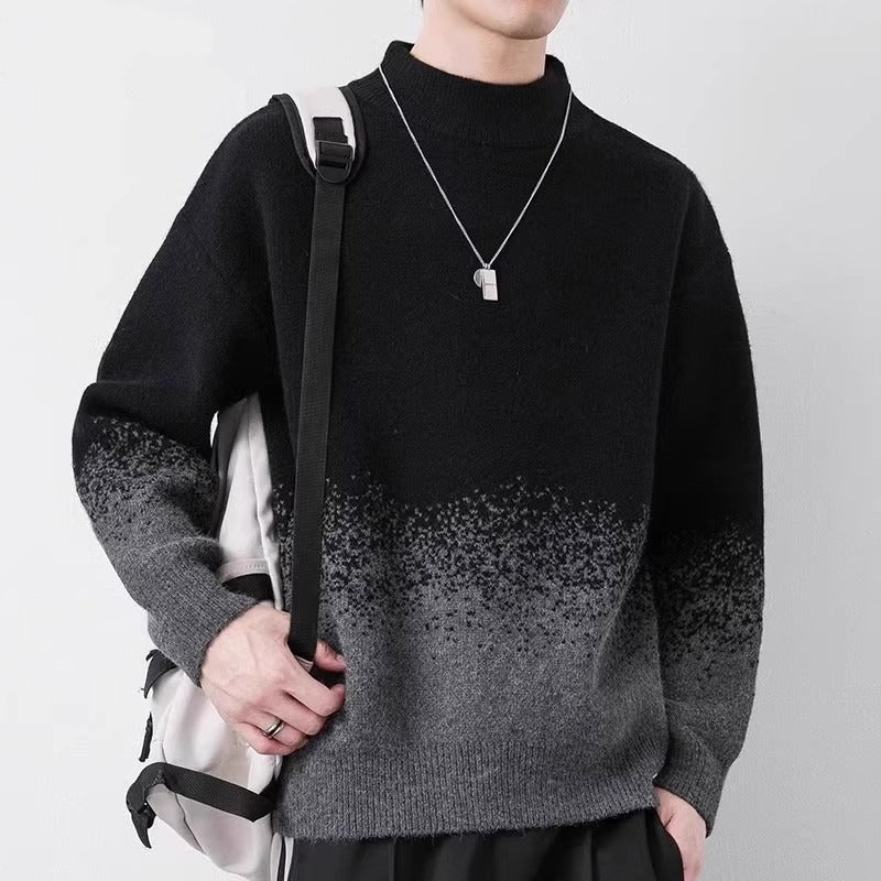 Herrarnas Vintertröja Pullover Gradientfärg Tjock Stickning och Lång Ärm