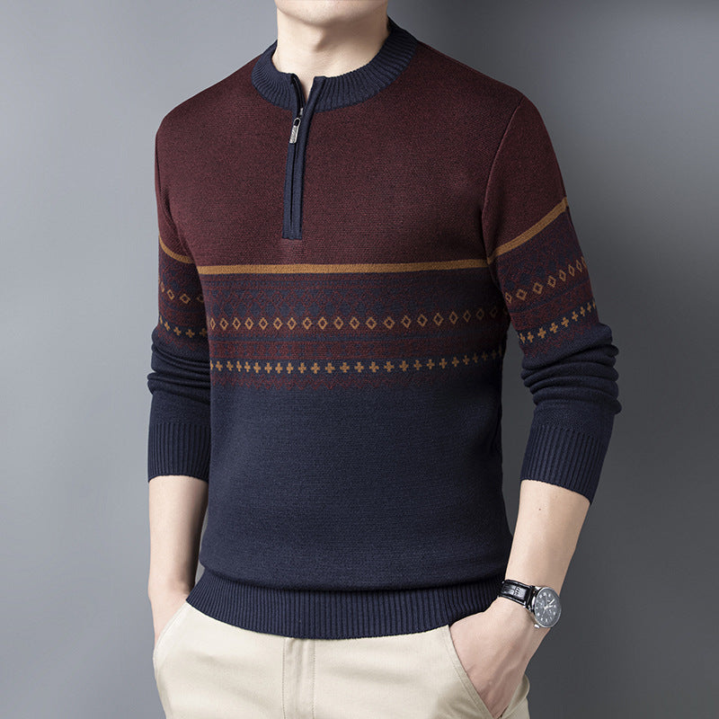 Herrtröja Med Halv Polokrage, Slim Fit Och Lång ÄRm