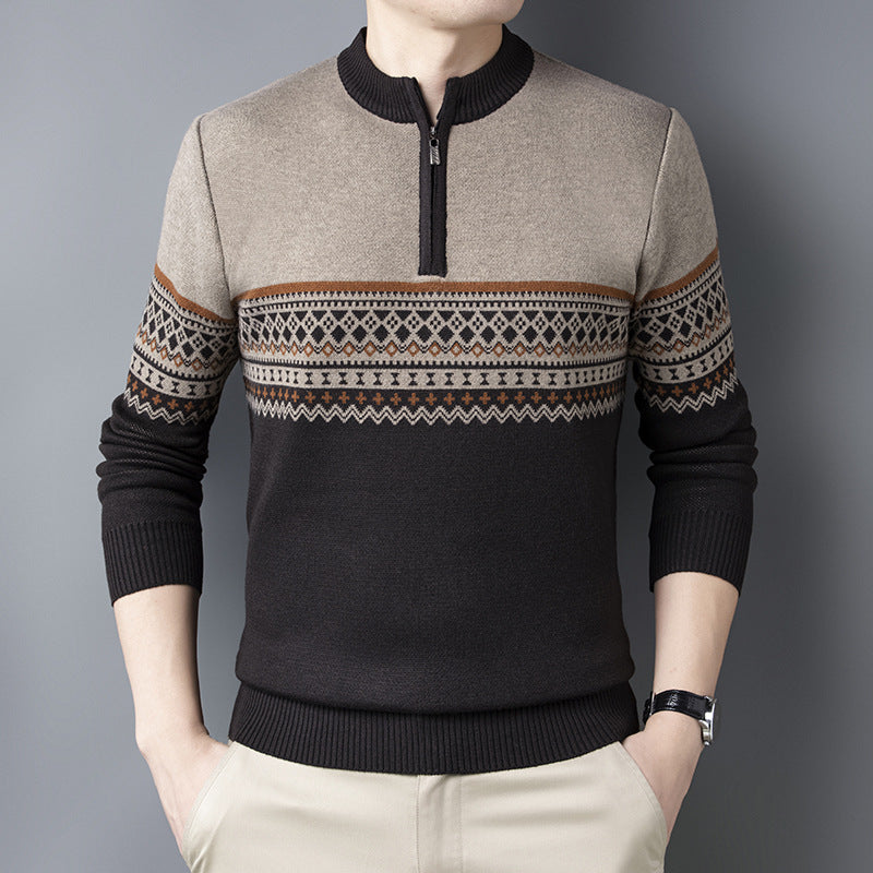 Herrtröja Med Halv Polokrage, Slim Fit Och Lång ÄRm
