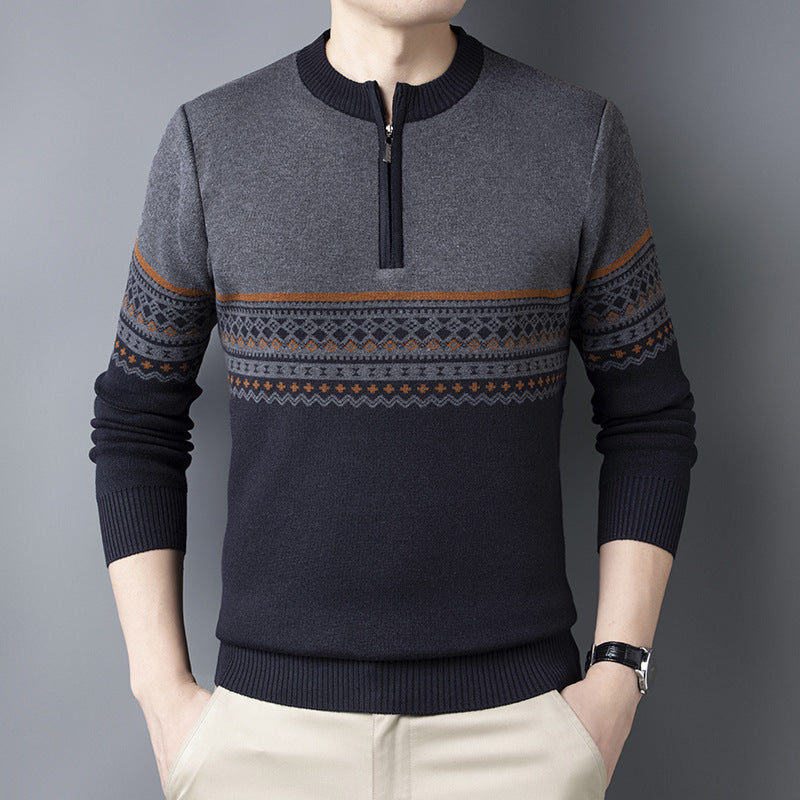Herrtröja Med Halv Polokrage, Slim Fit Och Lång ÄRm