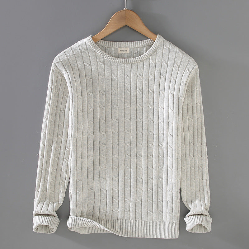 Herr Vinter Twist Stickad Pullover Tjock Slim Fit