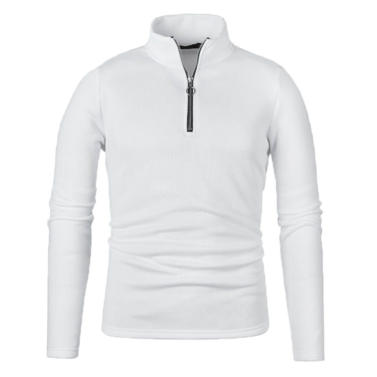 Men Winter Sweater Solid Färg Zipper Placket Long Sleeve Pullover