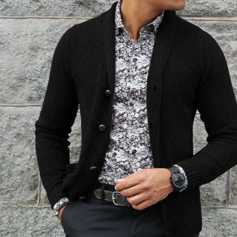 Herr Vinterkofta Slim Fit Enkelknäppt Långärmad Tröja