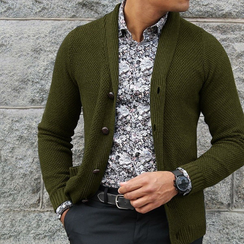 Herr Vinterkofta Slim Fit Enkelknäppt Långärmad Tröja