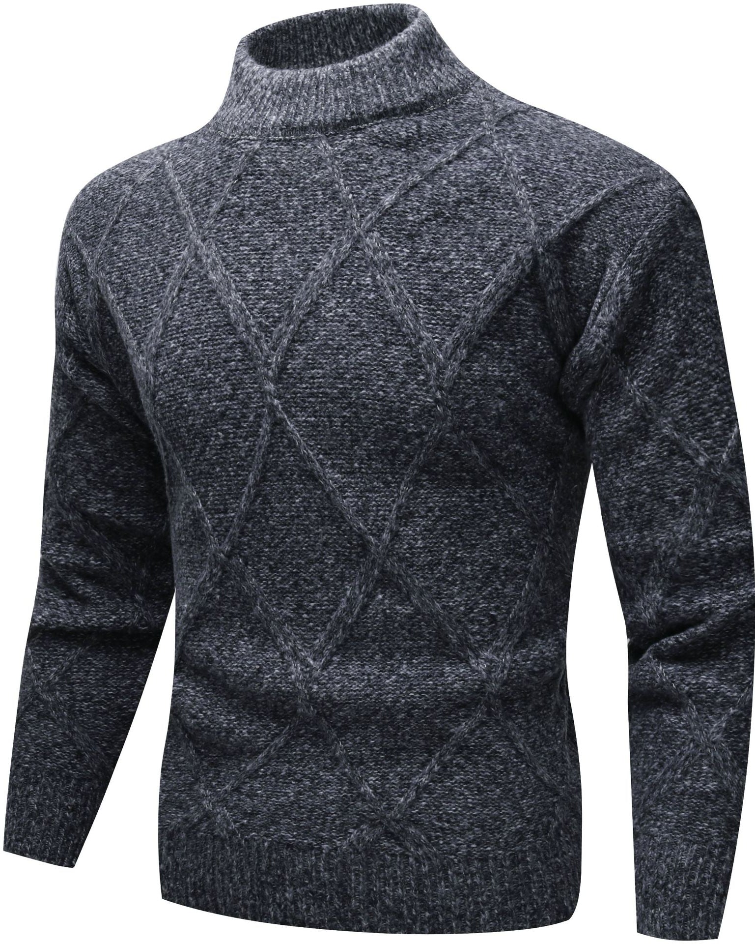 Herr Hösttröja Halv Polotröja Slim Fit Mönstrad Långärmad