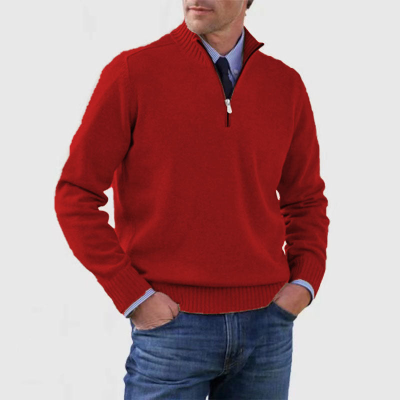 Men Autumn Plus Storlek Slim Fit Knit Sweater Zipper Front