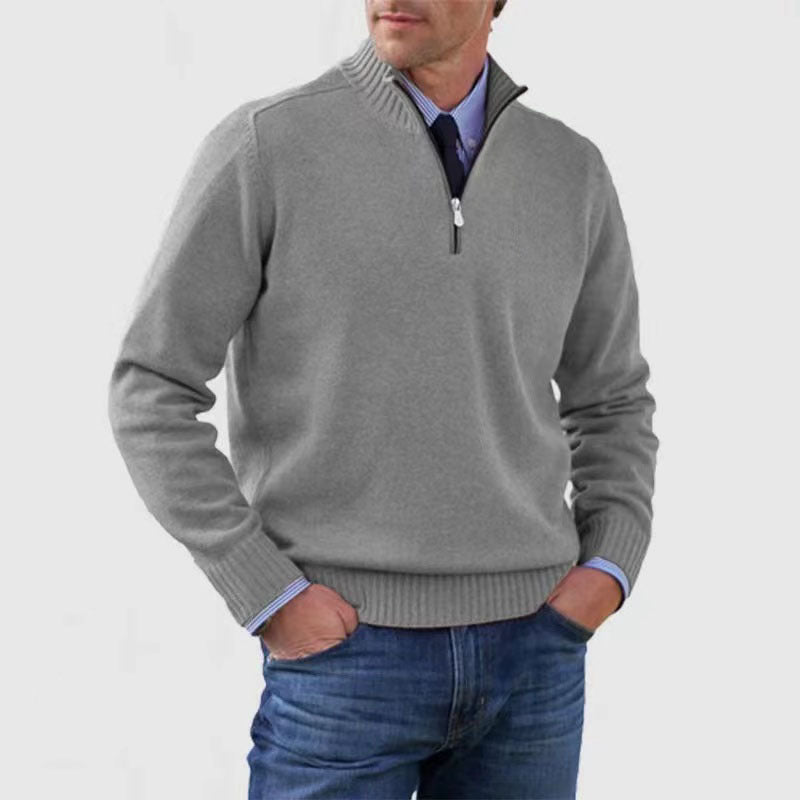Men Autumn Plus Storlek Slim Fit Knit Sweater Zipper Front