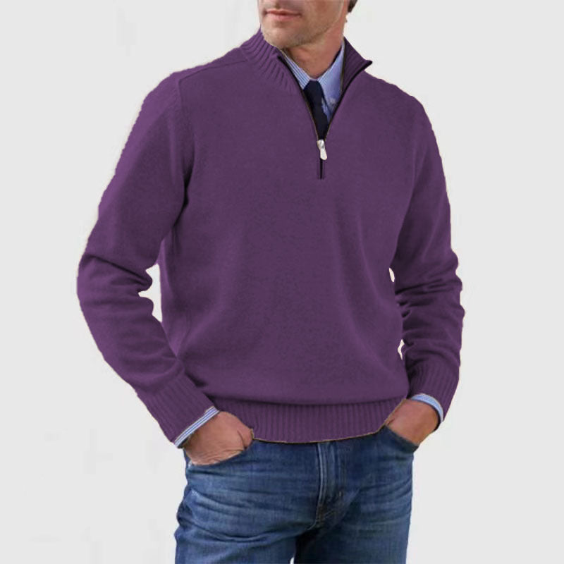 Men Autumn Plus Storlek Slim Fit Knit Sweater Zipper Front