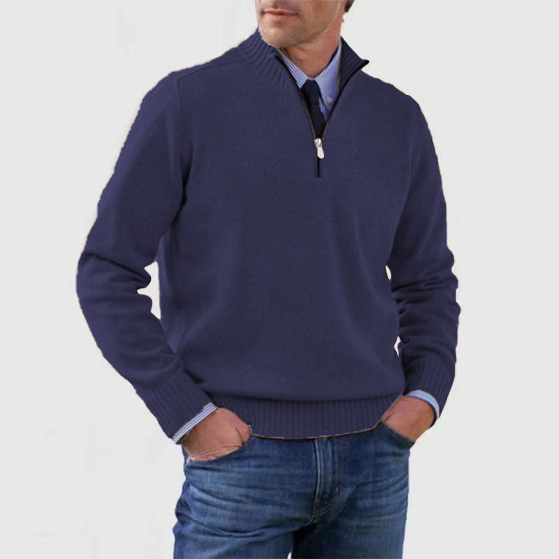 Men Autumn Plus Storlek Slim Fit Knit Sweater Zipper Front