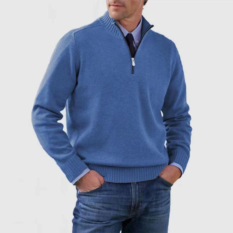 Men Autumn Plus Storlek Slim Fit Knit Sweater Zipper Front