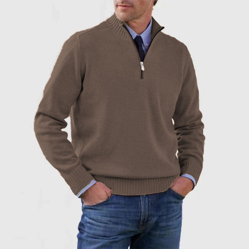 Men Autumn Plus Storlek Slim Fit Knit Sweater Zipper Front