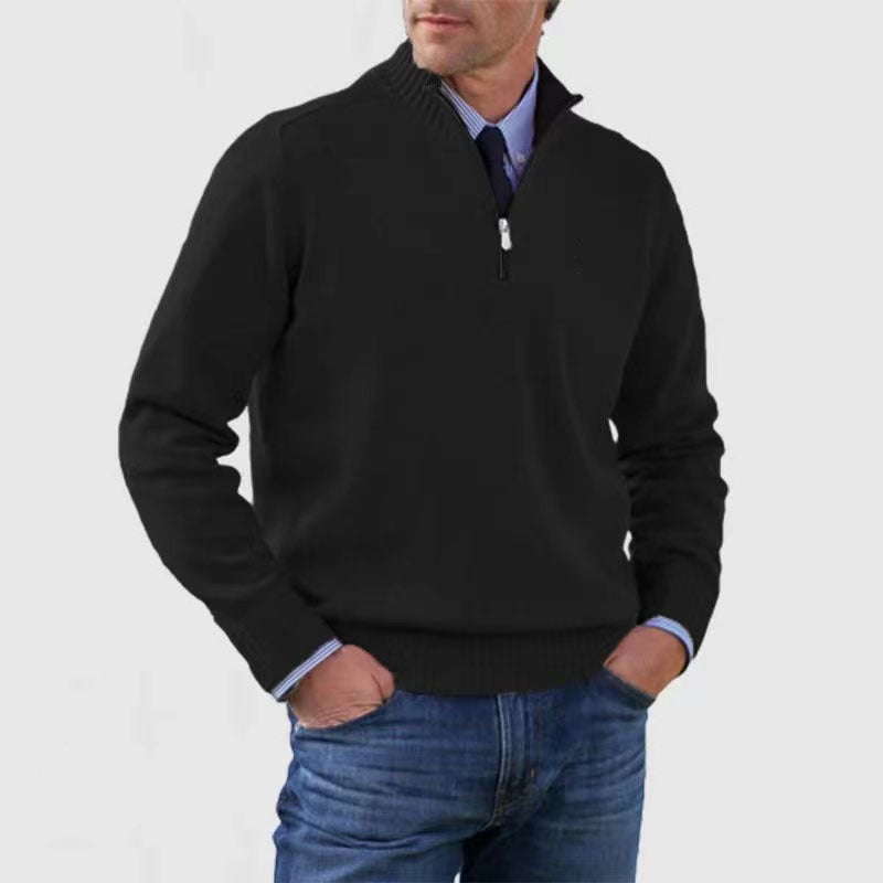 Men Autumn Plus Storlek Slim Fit Knit Sweater Zipper Front