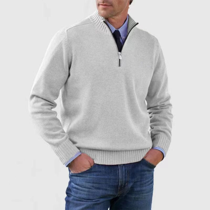 Men Autumn Plus Storlek Slim Fit Knit Sweater Zipper Front