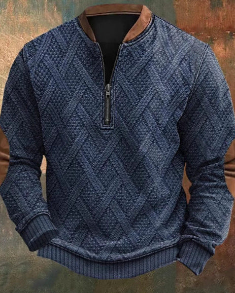Herrtröja Med Halv Dragkedja Och Huva – Slim Fit, Randig Design