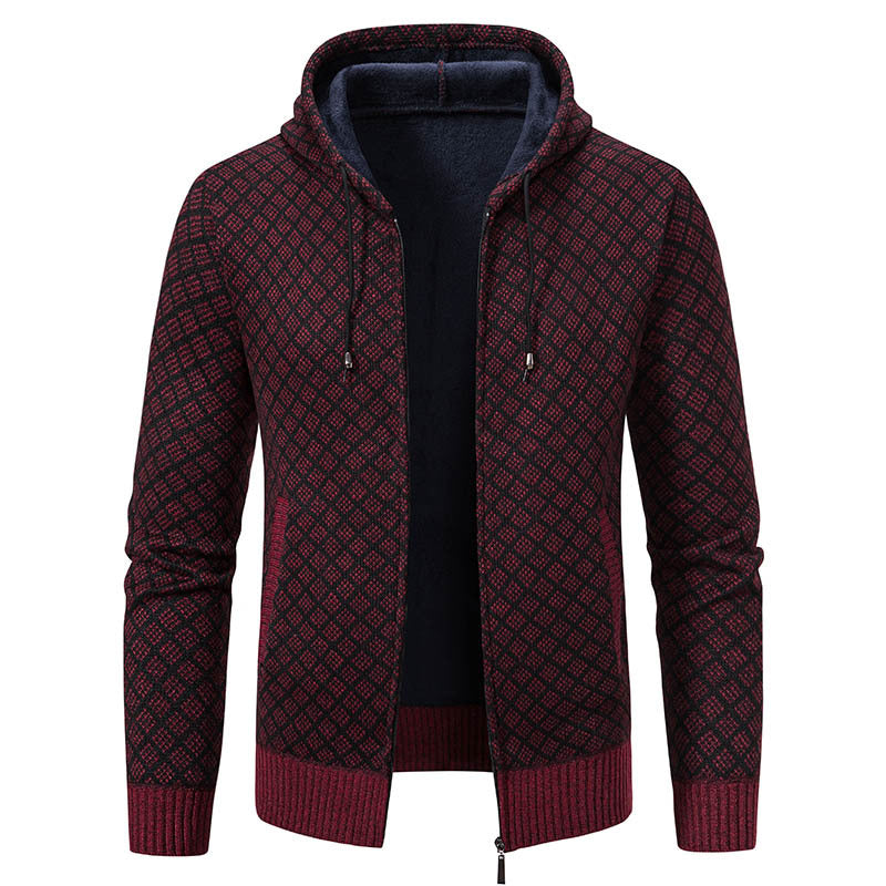 Herrkort Kappa Med Huva – Slim Fit, Långärmad, Bomullsblandning, Polyesterfoder