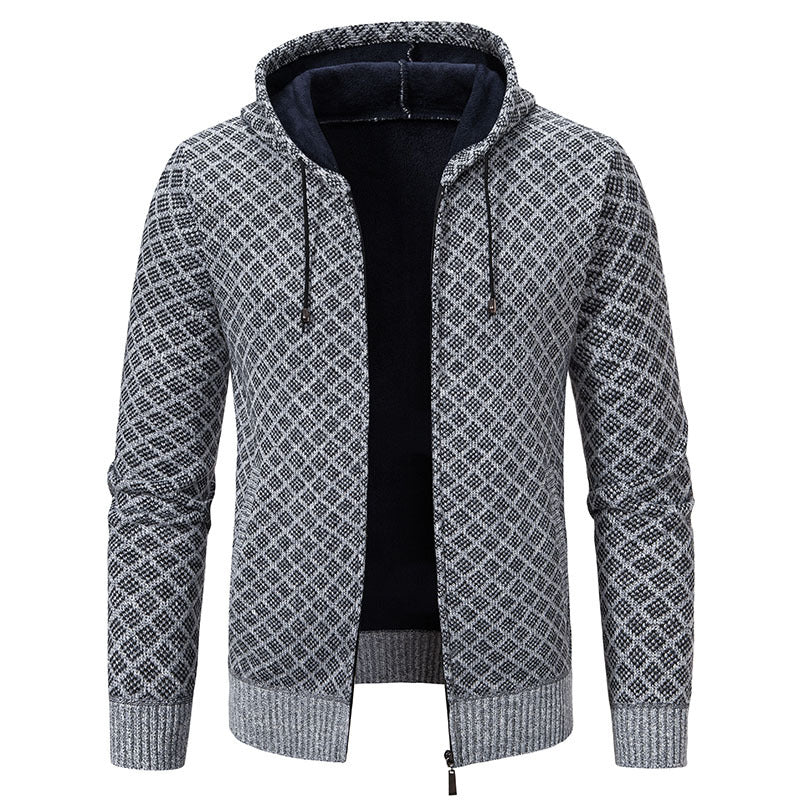 Herrkort Kappa Med Huva – Slim Fit, Långärmad, Bomullsblandning, Polyesterfoder