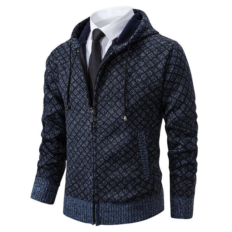 Herrkort Kappa Med Huva – Slim Fit, Långärmad, Bomullsblandning, Polyesterfoder