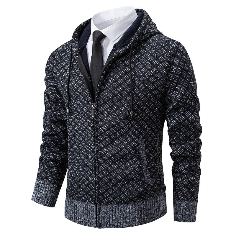 Herrkort Kappa Med Huva – Slim Fit, Långärmad, Bomullsblandning, Polyesterfoder