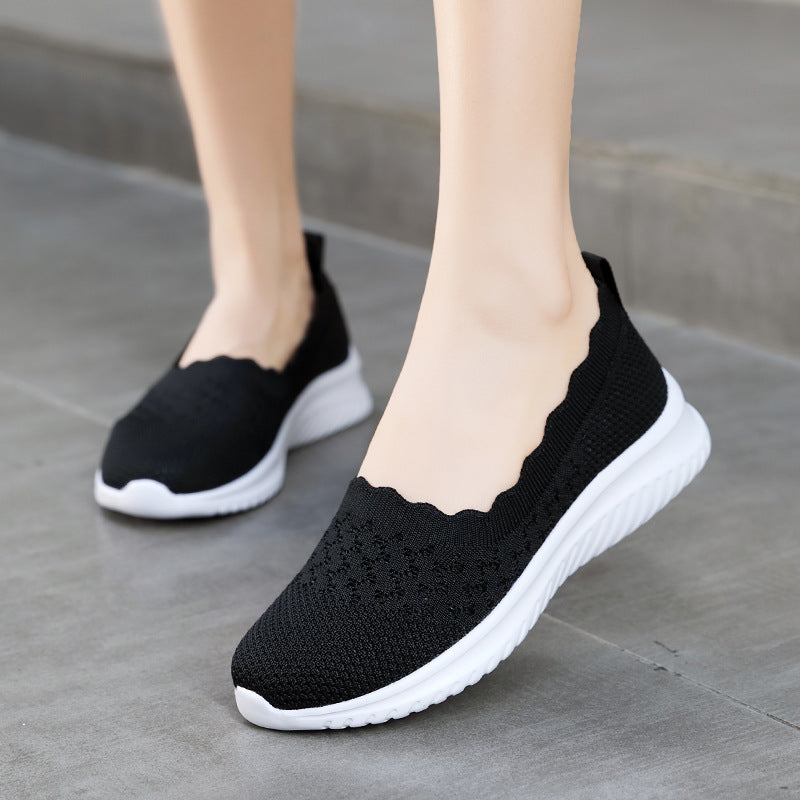 Dam Sneakers för Våren med Andningsbar Mesh, Låg Skärning och Gummisula