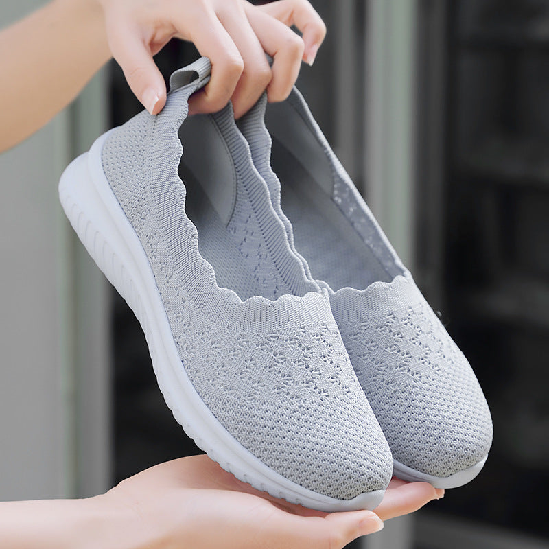 Dam Sneakers för Våren med Andningsbar Mesh, Låg Skärning och Gummisula