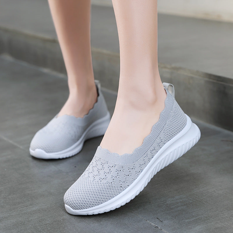 Dam Sneakers för Våren med Andningsbar Mesh, Låg Skärning och Gummisula
