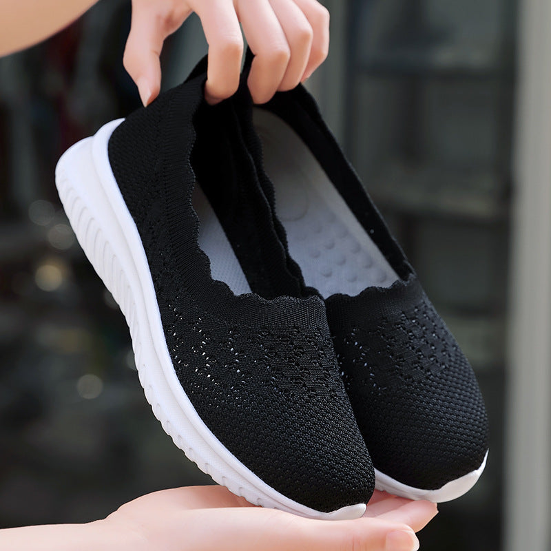 Dam Sneakers för Våren med Andningsbar Mesh, Låg Skärning och Gummisula