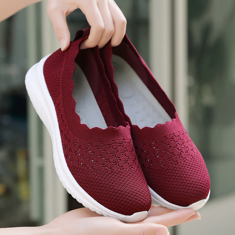 Dam Sneakers för Våren med Andningsbar Mesh, Låg Skärning och Gummisula