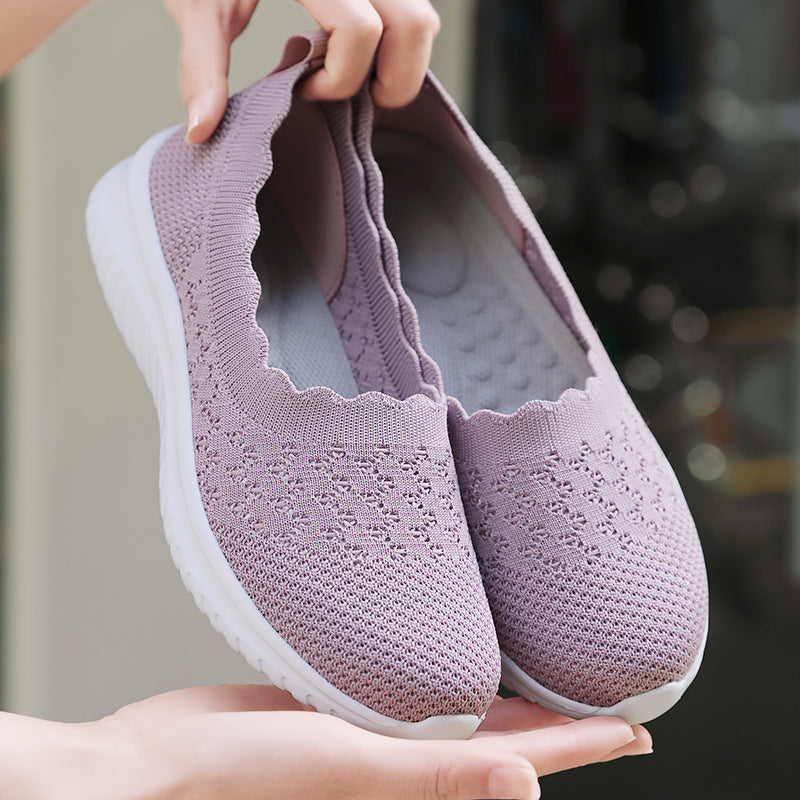 Dam Sneakers för Våren med Andningsbar Mesh, Låg Skärning och Gummisula
