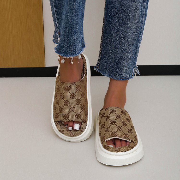 Innanhamstofflor För Kvinnor, Andningsbar Ovandel I Bomullsblandad Tyg, Tjock Halkfri Sula