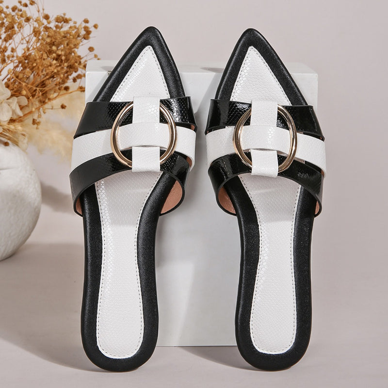 Damsommartofflor med öppen tå, ventilerande slip-on-skor med PU-konstläder och ovandel