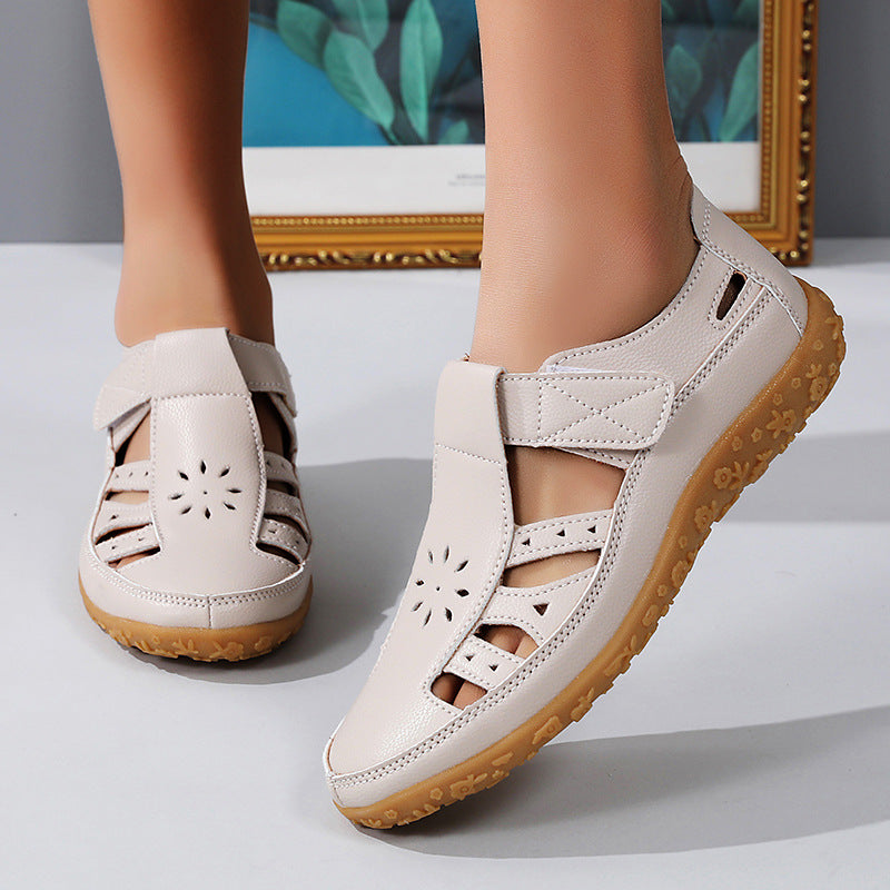 Dams Sommarsandaler Med Ihålig Ovandel, Rund Tå, Kardborreband, Tpr-Sula