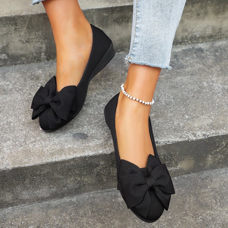 Damslip-on Loafers För Hela åRet Med Rosettdetalj Och Rund Tå
