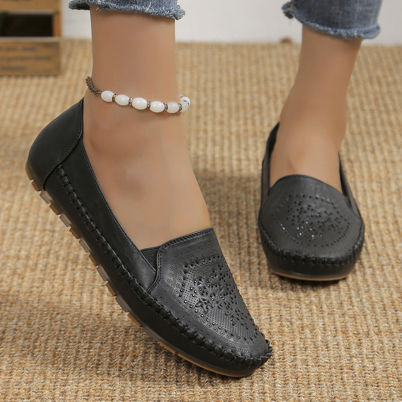 Dam vårloafers Slip-on Med Ovandel I Konstgjord Och Sydda Detaljer Med Gummisula