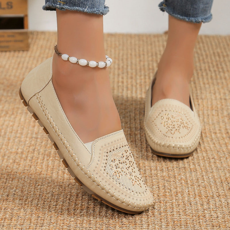 Dam vårloafers Slip-on Med Ovandel I Konstgjord Och Sydda Detaljer Med Gummisula