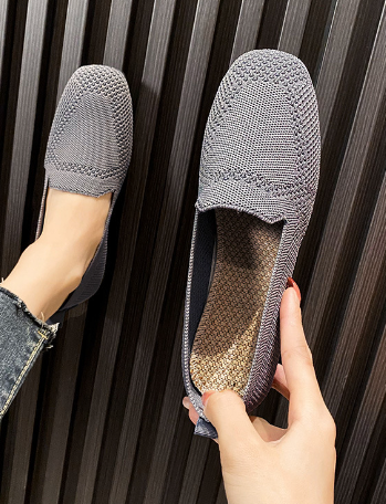 Andningsbara Stickade Loafers För Kvinnor, Slip-On-Design Och Halkfri Sula
