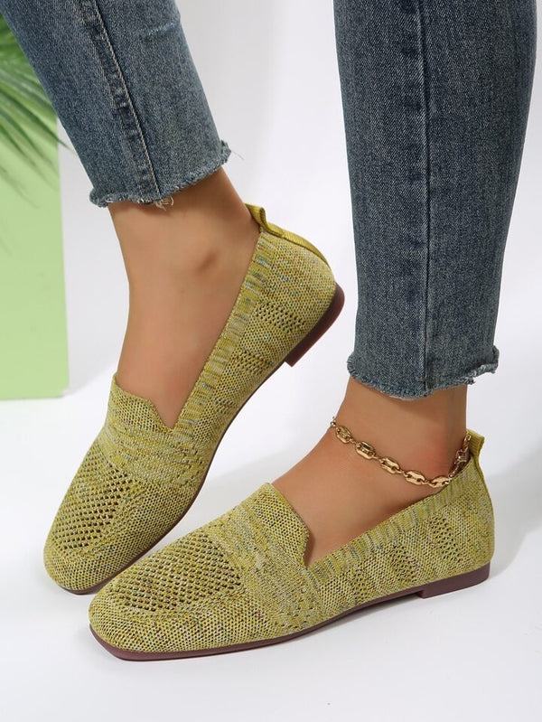 Andningsbara Stickade Loafers För Kvinnor, Slip-On-Design Och Halkfri Sula