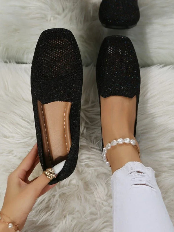 Andningsbara Stickade Loafers För Kvinnor, Slip-On-Design Och Halkfri Sula