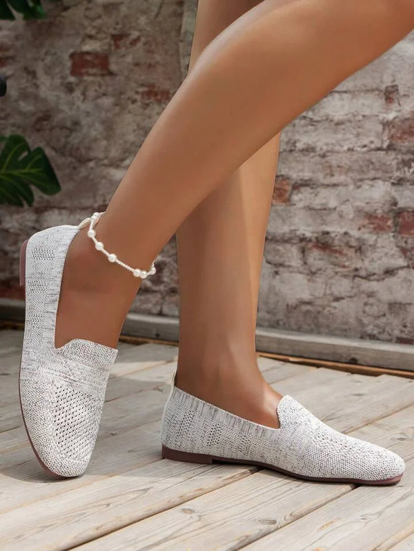 Andningsbara Stickade Loafers För Kvinnor, Slip-On-Design Och Halkfri Sula