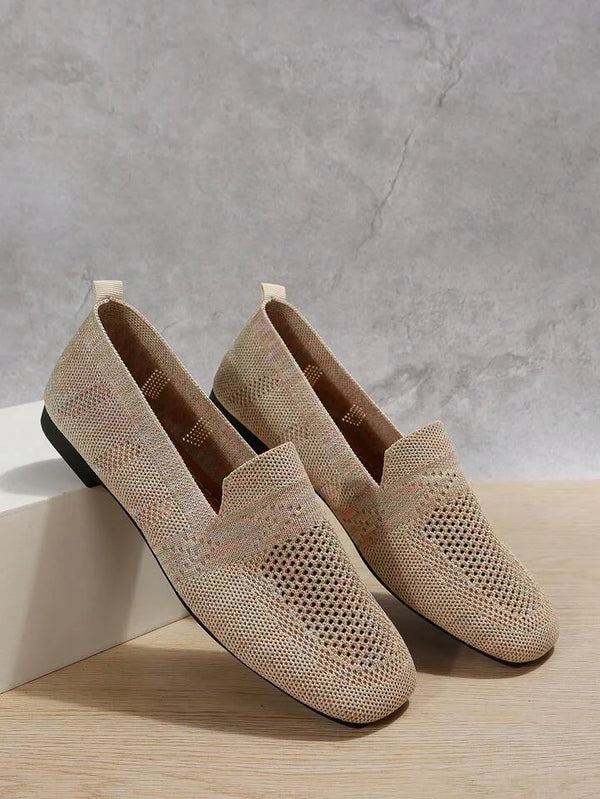 Andningsbara Stickade Loafers För Kvinnor, Slip-On-Design Och Halkfri Sula