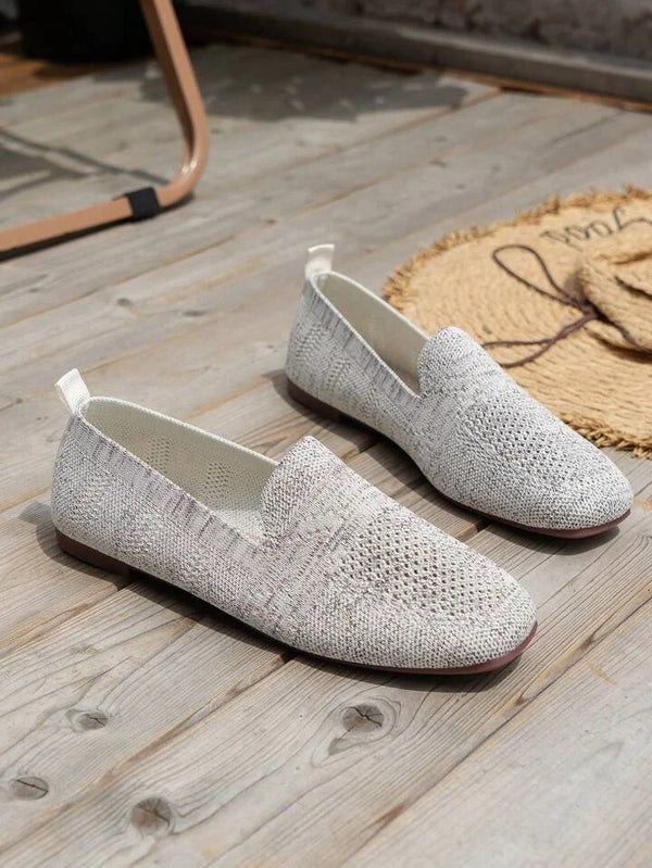 Andningsbara Stickade Loafers För Kvinnor, Slip-On-Design Och Halkfri Sula