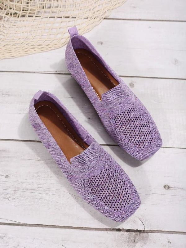 Andningsbara Stickade Loafers För Kvinnor, Slip-On-Design Och Halkfri Sula
