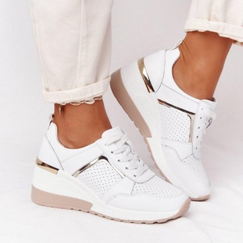 Damsneakers Med Luftkudde Och Stöd För Hålfoten, Andningsbar Ovandel Och Flexibel Sula