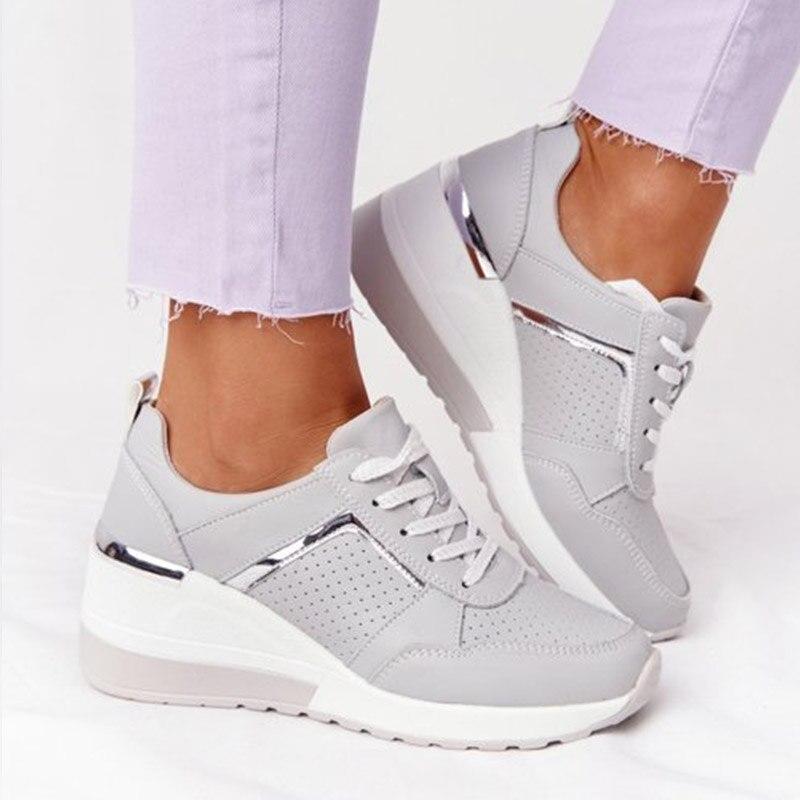 Damsneakers Med Luftkudde Och Stöd För Hålfoten, Andningsbar Ovandel Och Flexibel Sula