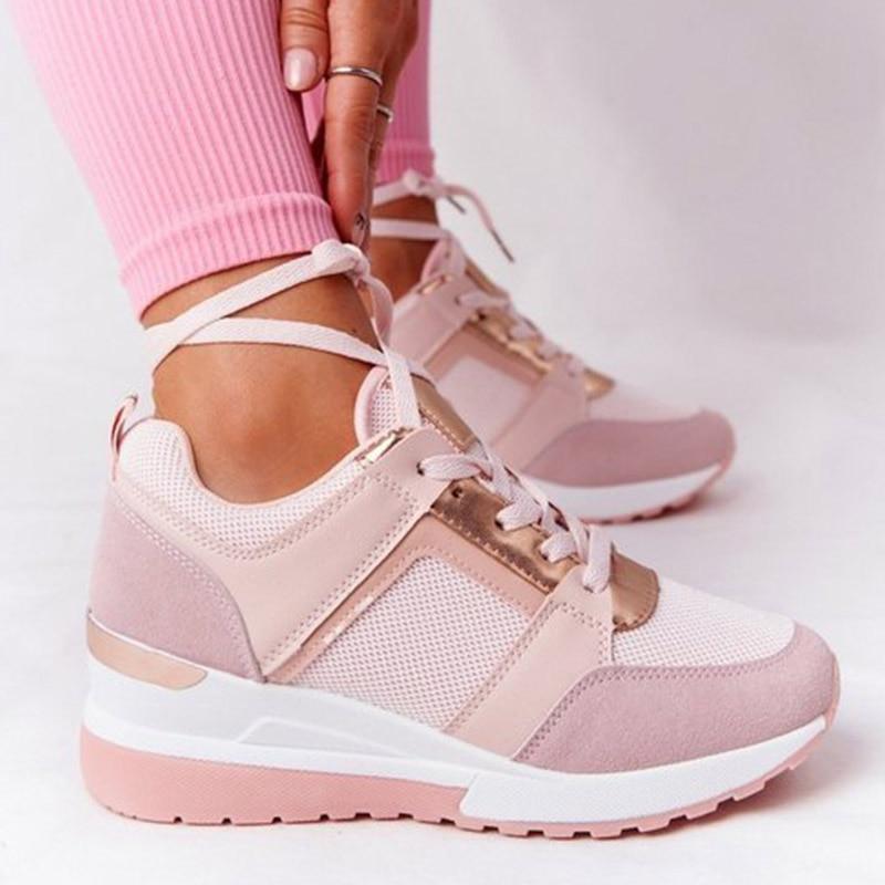 Damsneakers Med Luftkudde Och Stöd För Hålfoten, Andningsbar Ovandel Och Flexibel Sula