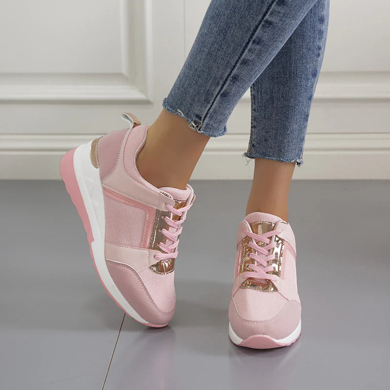 Damsneakers Med Luftkudde Och Stöd För Hålfoten, Andningsbar Ovandel Och Flexibel Sula