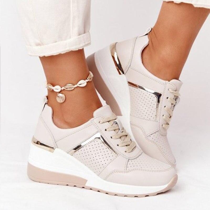Damsneakers Med Luftkudde Och Stöd För Hålfoten, Andningsbar Ovandel Och Flexibel Sula